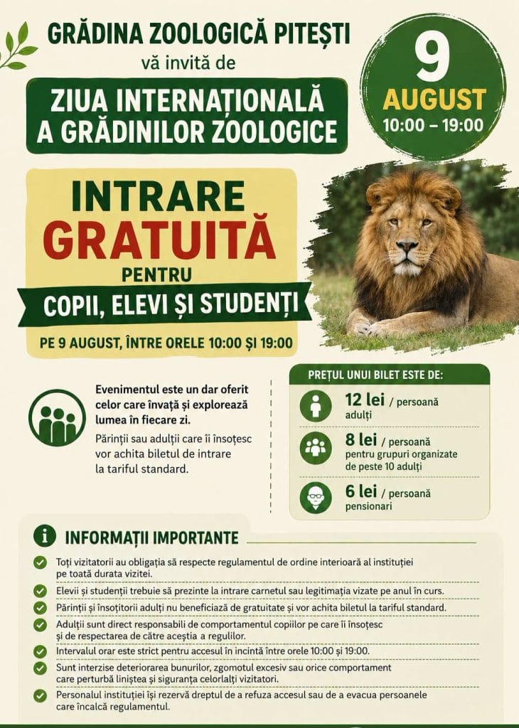 Pe 9 august! Intrare GRATUITĂ pentru copii, elevi și studenți, la Grădina Zoologică 1 762207033_1070364488765186_2777663843017323923_n
