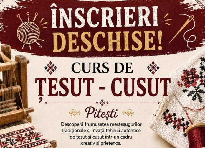Tradiția se învață, se păstrează și prinde viață prin noile generații! Centrul „Doina Argeșului” deschide înscrierile la cursul de Țesut – Cusut 1 Cursul-de-tesut-cusut-e1785933610830-696x502