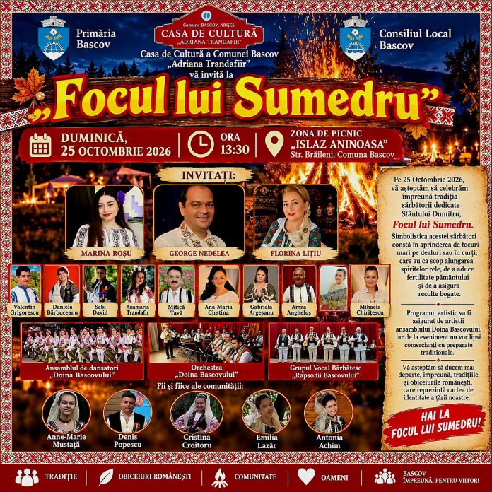 Focul tradițiilor se aprinde la Bascov. Hai la focul lui Sumedru! 1 bascov-1-696x696