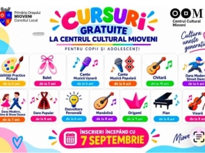 13 CURSURI GRATUITE PENTRU COPII ȘI ADOLESCENȚI LA CENTRUL CULTURAL MIOVENI