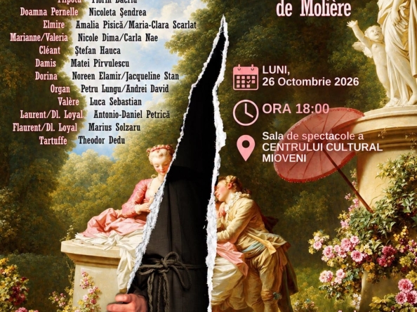 Tartuffe de Moliere, o comedie pentru tineri și adulți, cu intrare liberă, la Centrul Cultural Mioveni