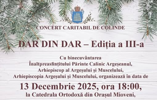 „DAR DIN DAR” – concert caritabil de colinde la Catedrala Ortodoxă Sf. Apostoli Petru și Pavel din Mioveni 1 concert caritabil e1765535826504