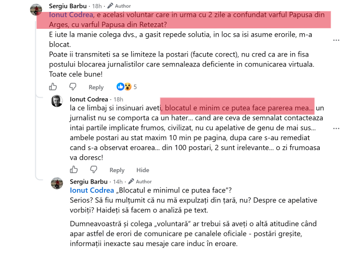 Promovăm Argeșul… cu obiective din alte județe! | Scandalul postărilor șterse de OMD Regatul Argeșului 4 dialog facebook 3